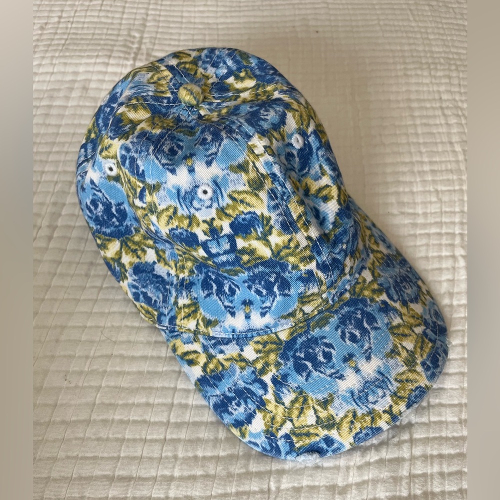 NWT Aerie Blue Floral Distressed Baseball Cap